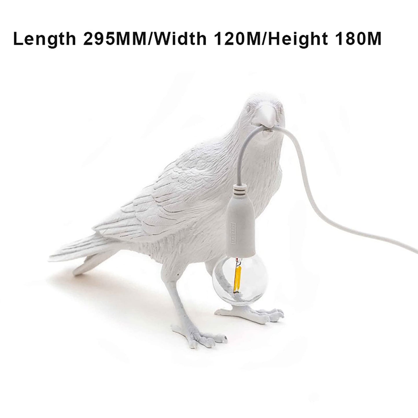 Pizga Raven Table Lamp - Lifelike Resin Crow Light, Art Deco Wall and Desk Lamp for Living Room Decoration (White Stand)