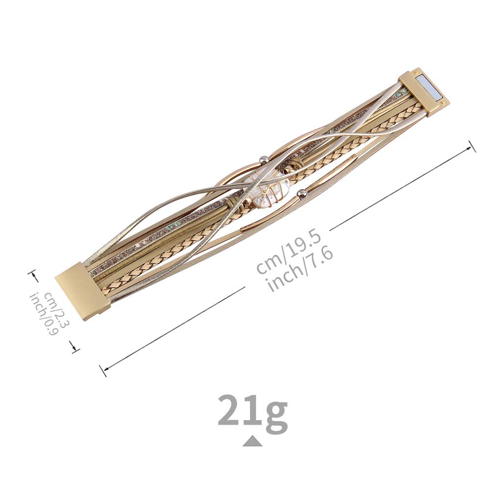 GelConnie Womens Leather Cuff Bracelet Baroque Pearl Boho Wrap Cuff Bracelets Gold Tube Bangle Infinity Wrap Bracelet Handmade Wristbands Jewelry Bohemian Gift for Women, Mother