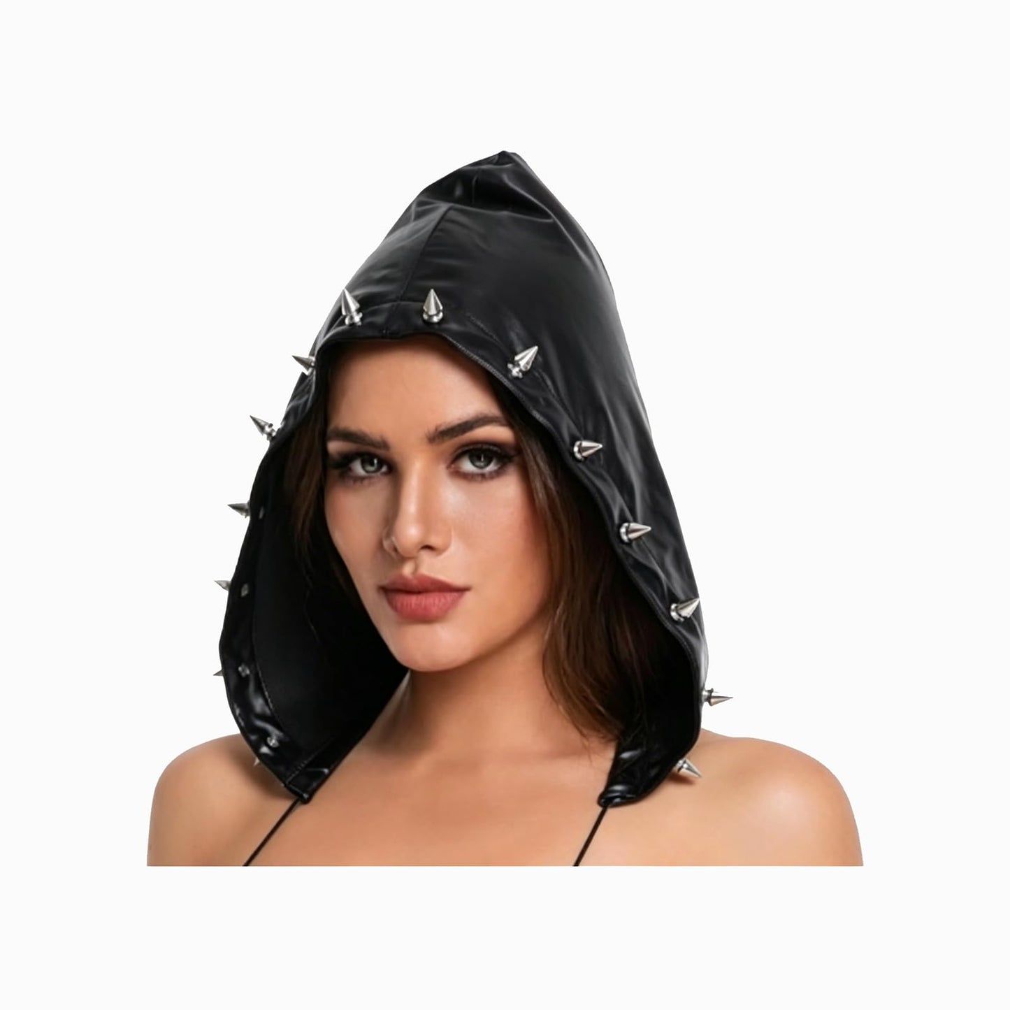JAZTAKU Punk Doo Rags Leather Skull Cap Black Studded Hat for Biker Bandana for Riding & Outdoor Activities