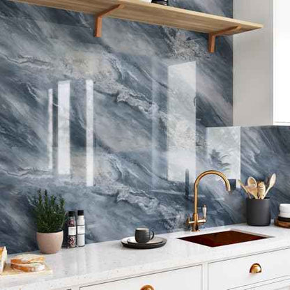 Wallercity Glossy Marble Contact Paper for Kitchen Countertops Granite Peel and Stick Marble Wallpaper Waterproof Removable Wall Paper for Counters Table Top Desk Vinyl Wrap for Cabinets 15.8''x78.7''