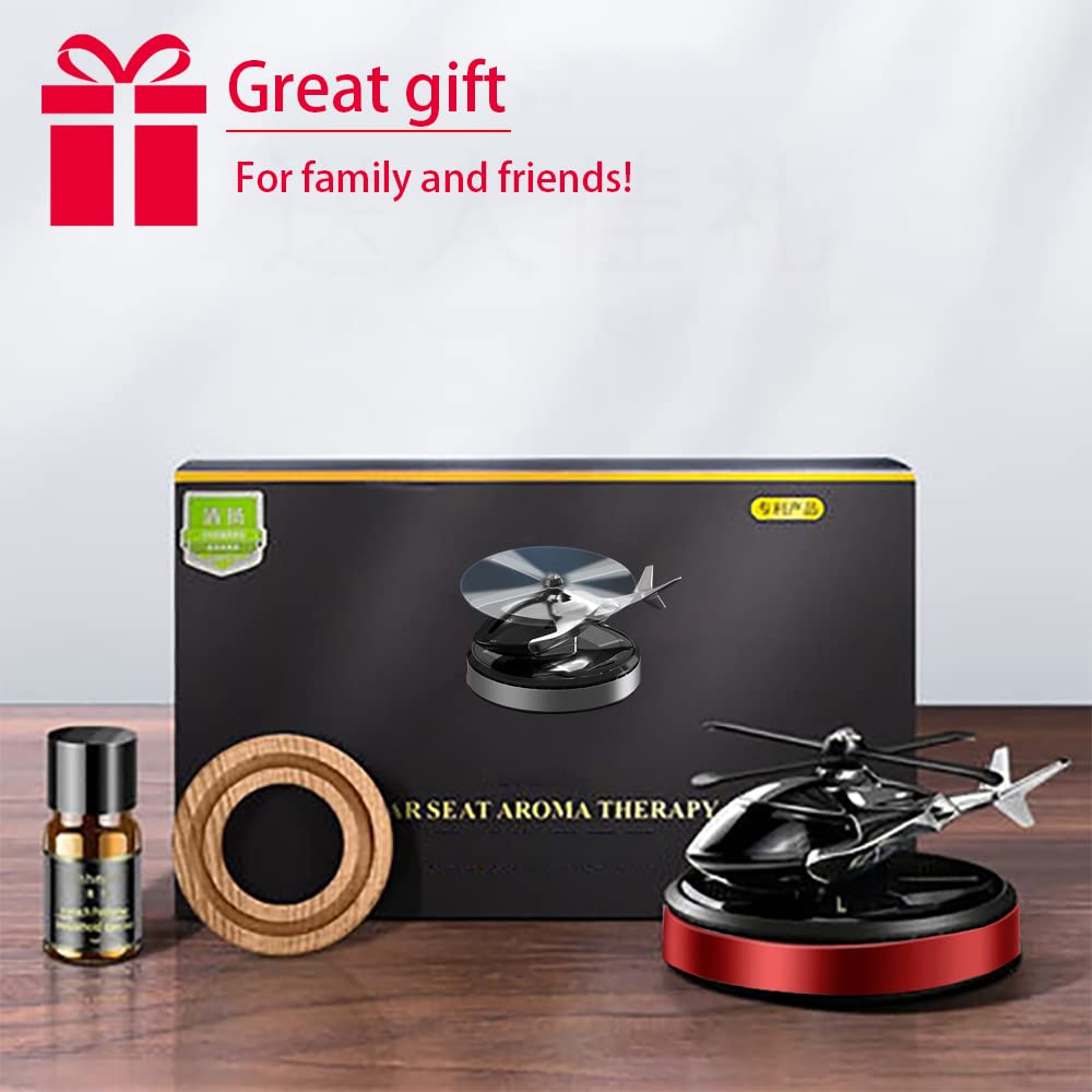 NICEADA Al Alloy Solar Powered Rotating Helicopter Shape Car air purifier, Home and Car Interior Decoration Accessories (Red)