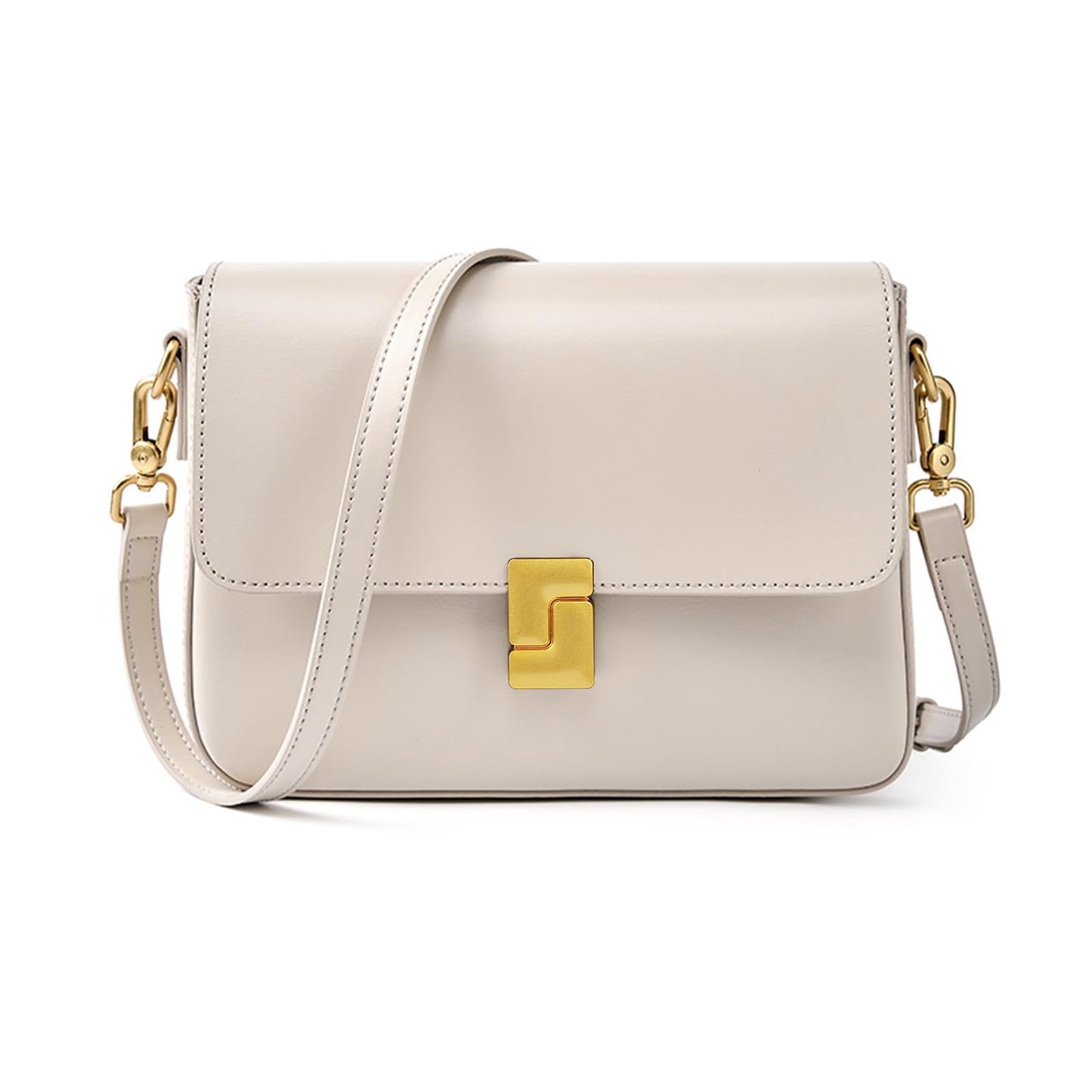 MoreFarther Genuine Leather Crossbody Purse for Women, Beige
