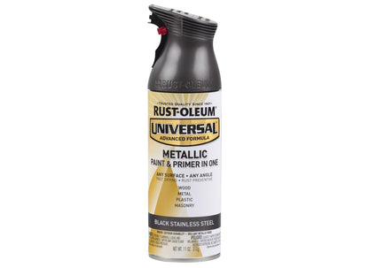 Rust-Oleum 314558 Universal All Surface Metallic Spray Paint, 11 oz, Black Stainless Steel