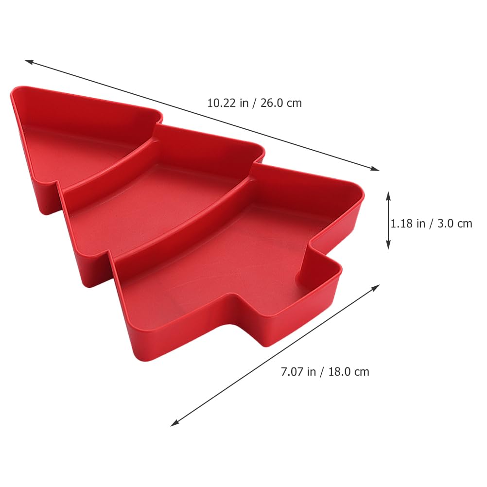 Amosfun Christmas Tree Snack Serving Tray 3 Grids Tree Shaped Plates for Dried Fruits Candy Nuts Treats Snack Christmas Party Favors 7 x 10 x 1.2 Inch