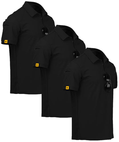 ZITY 3 Pack Mens Polo Shirt Short Sleeve Sports Performance Business Casual Golf Shirts for Men Collared Tactical T-Shirts Darkgray Purple SkyBlue X-Large