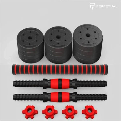 PERPETUAL Dumbbells Barbell Set with Connecting Rod 20kg/44Lb - Adjustable Dumbbells, Training Set for Men and Women. Body Workout Home Gym (20kg/44Lb)