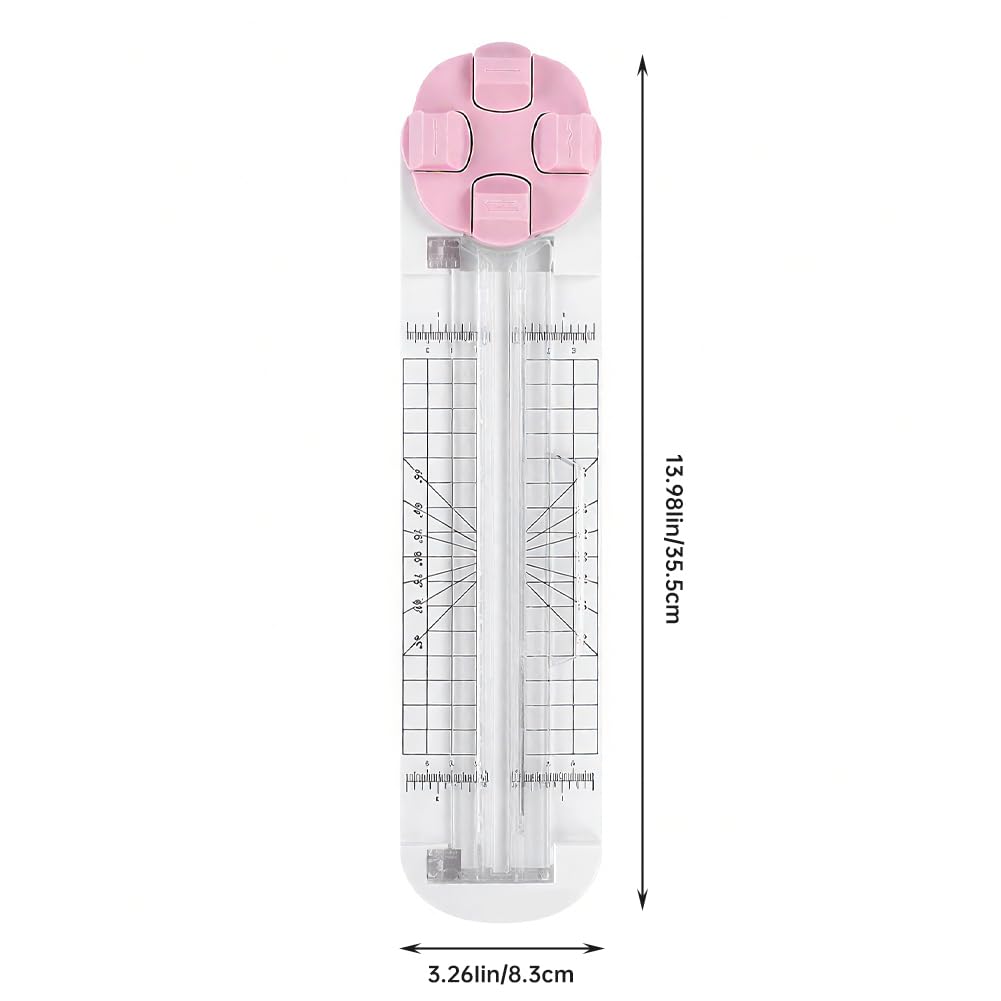 Paper Cutter,4-in-1 Paper Trimmer,Photo Cutter,Multi-Function Scrapbooking Tool with Dial Blades of Straight,Wave,Perforated,Creasing for Cutting Paper,Coupons,Postcards,Card (Pink)