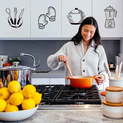 3 Set Kitchen Wall Decals Vinyl Wall Sticker Peel and Sticker Wall Decor for Dining Room Kitchen Home Restaurant.