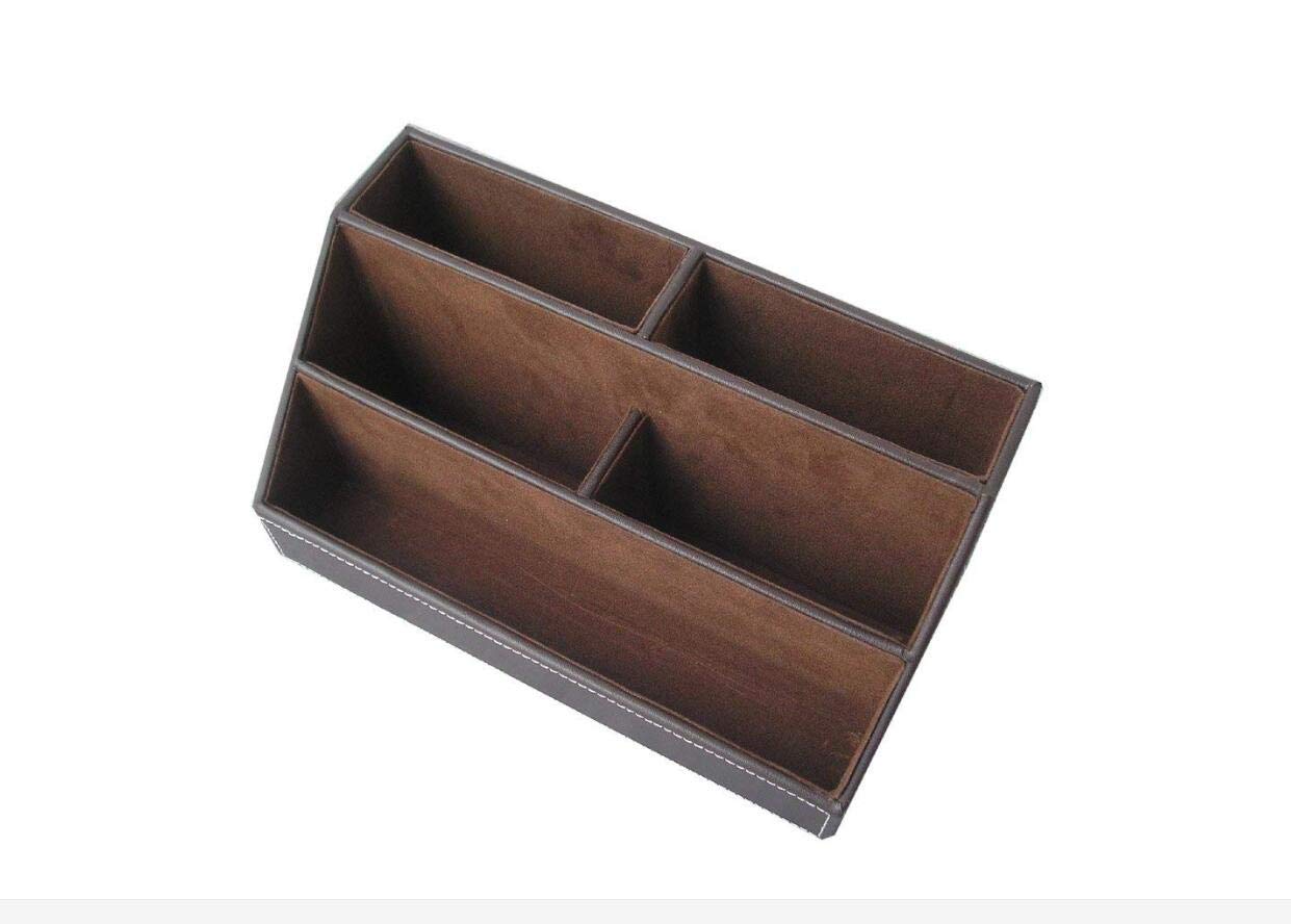 Bargain Crusader Brown PU Leather Remote Controller Holder TV Guide CD DVD Controller Organizer Desk Caddy Stationery Organizer Caddy Stationery Holder (L:9.45 x W:5.3 x H:4.3/1.6 inches, Brown)