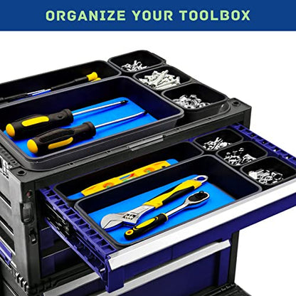 Tool Box Organizer, Tool Drawer Organizer Tray Divider, Toolbox Organization, Garage Tool Organizers and Storage, Tool Box Accessories for Rolling Tool Chest Cabinet (Blue (47PCS))