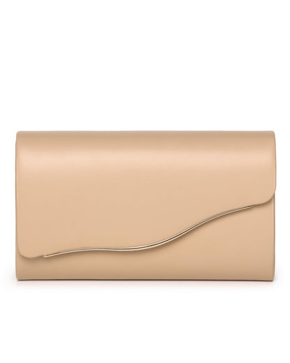 Labair Women Evening Bag Vegan Leather Envelope Clutch Purses Handbags for Wedding Party Formal. (Nude)