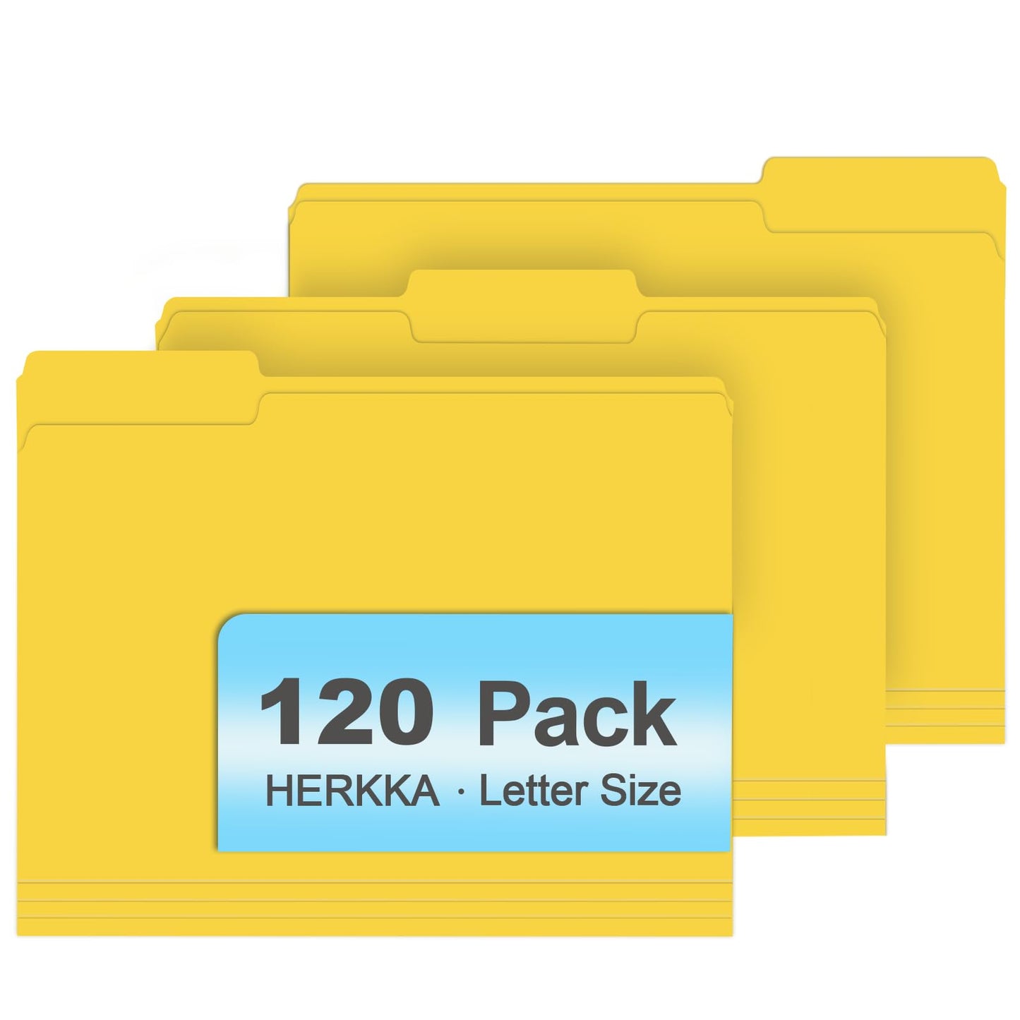 File Folder, HERKKA 120 Pack 1/3 Cut Tab File Folders, File Folders Great for Organizing and Filing, Letter Size, Yellow