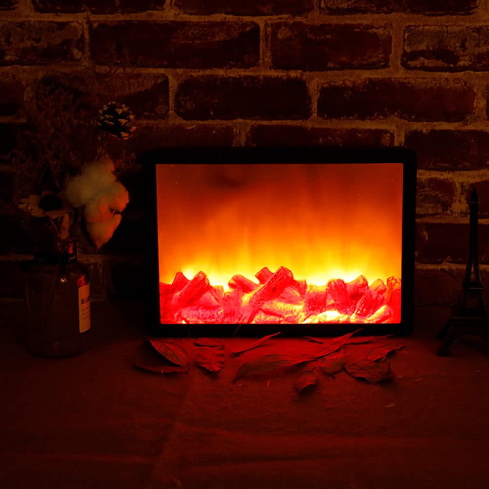 Fireplace Lights, LED Flame Lamps Battery Operated Tabletop Fireplace Lantern for Indoor Christmas Ornament