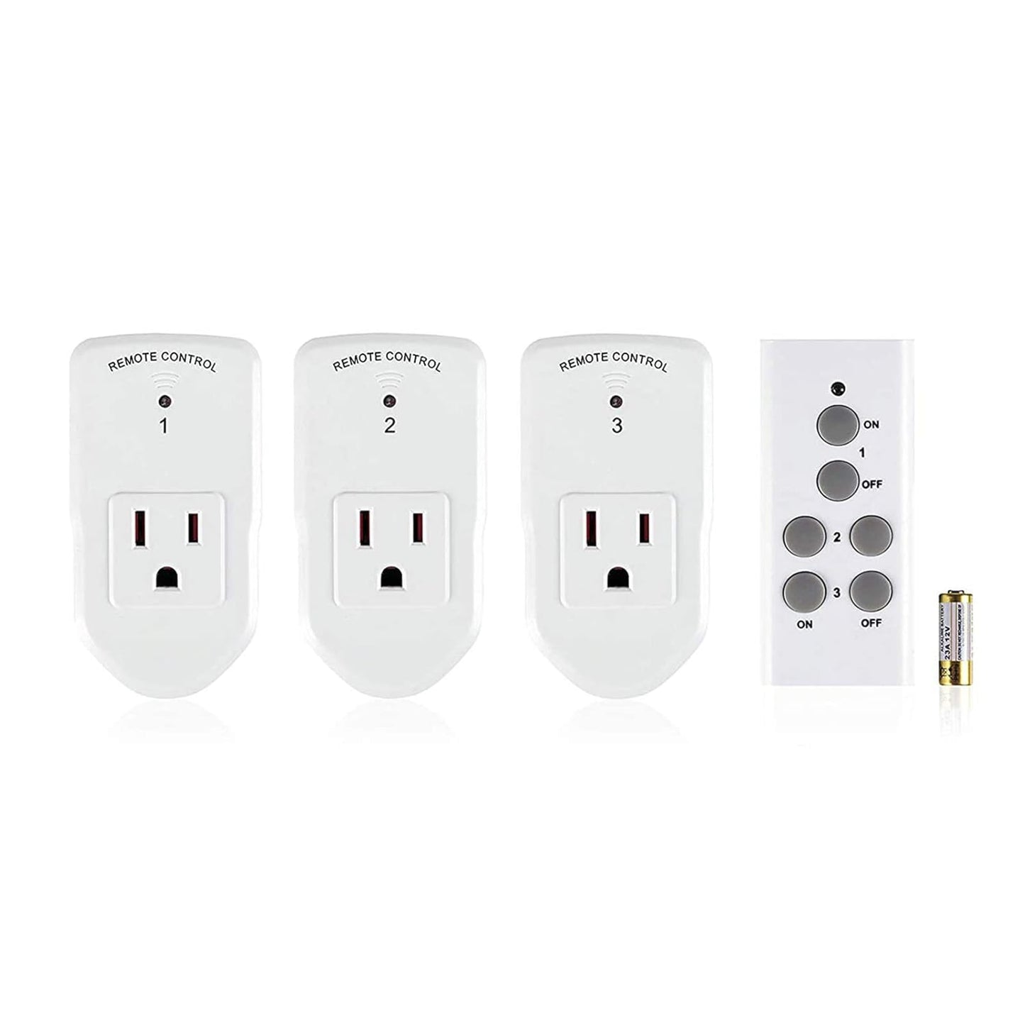 BN-LINK Wireless Remote Control Outlet Electrical Switch for Lights, Fans, Christmas Lights, Small Appliance, 100ft Long Range White (Learning Code, 3 Outlets +1 Remote) 1200W/10A, ETL & FCC Certified
