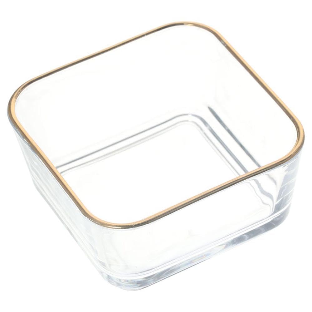 GetCoupon Gold Rim Plain Glass Paper Clip Storage Box,Clear Paper Clip Holder Elegant Desk Organizer Accessories For Office, Home
