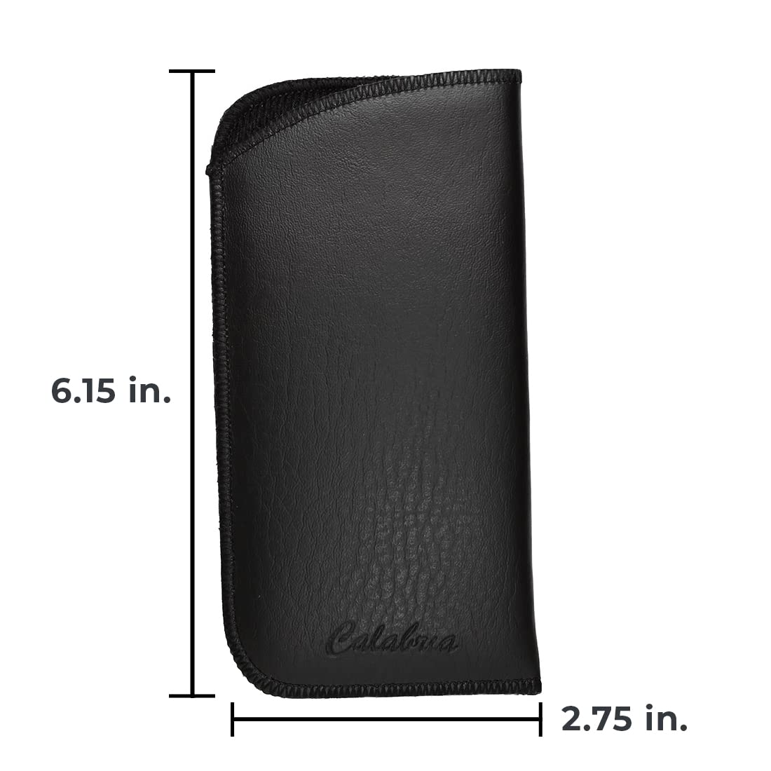 Calabria Slim Faux Leather Eyeglass Case Soft Slip-In Design [Black without Clip - 1 Pack] | Compact Protective Pouch | Soft Case for Glasses | Lightweight Sunglass Storage