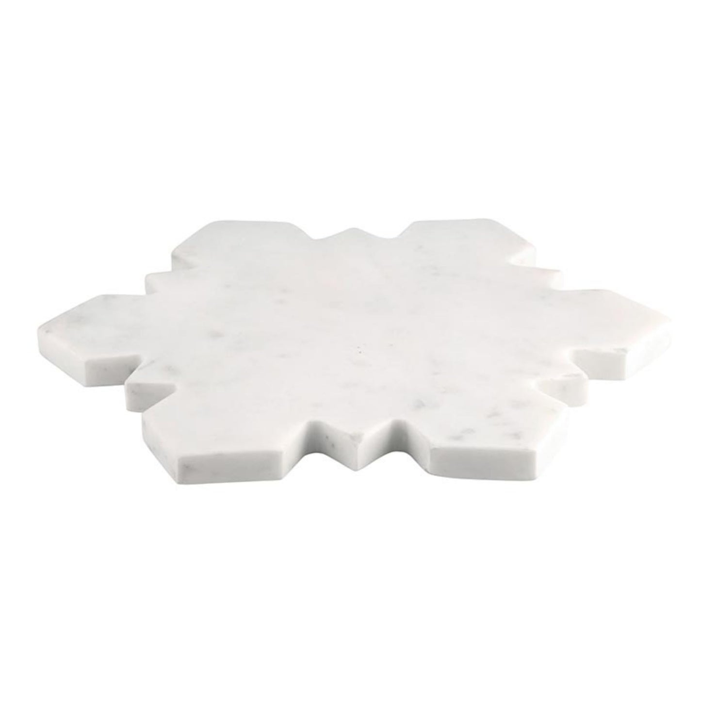 Santa Barbara Design Studio White Marble Snowflake Shaped Charcuterie Cheese Tray, 12.5" x 11"