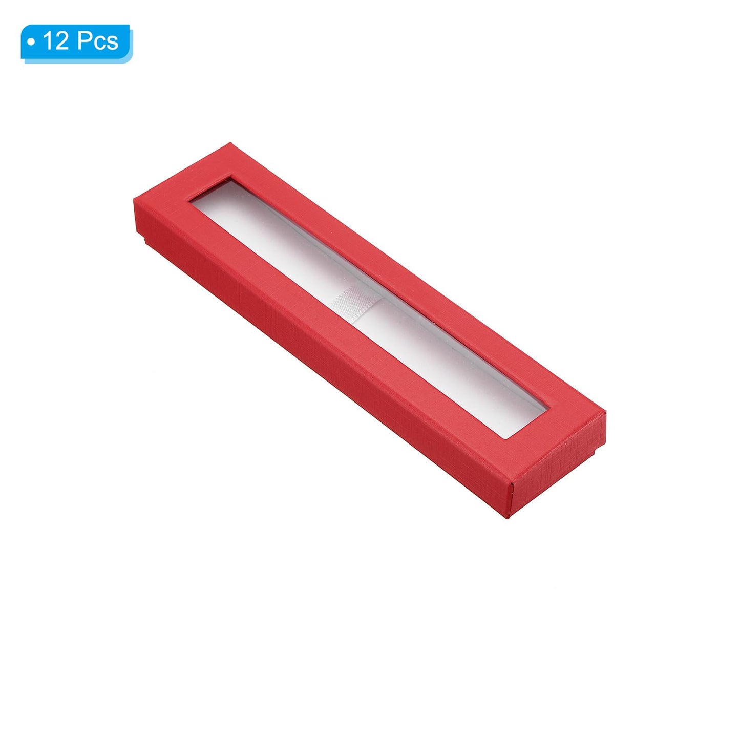 PATIKIL Pen Gift Box, 12 Pack Empty Pen Case Cardboard Case with Clear Window Pen Presentation Display Box for Pencil Ballpoint Jewelry Business Office, Red