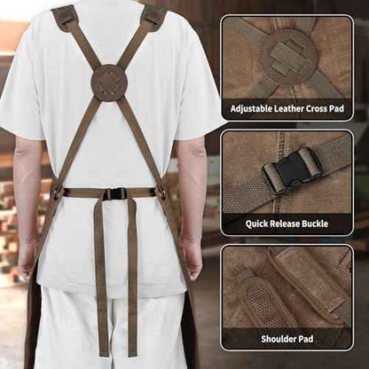 AOLEBA Woodworking Apron for Men,Heavy Duty Waxed Canvas Work Tool Apron with 12 Tool Pockets for Workshop, Mechanic, Carpenter, Blacksmith, Mens Aprons Gifts for Dad Father Men (Dark Brown)