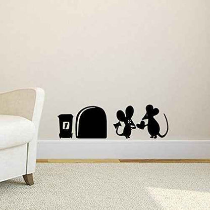 9pcs Mixed Pack Cute Mouse Hole Wall Stickers Playing Nursery Room Wall Corner Decoration DIY Home Decal Animal 3D Mural Art