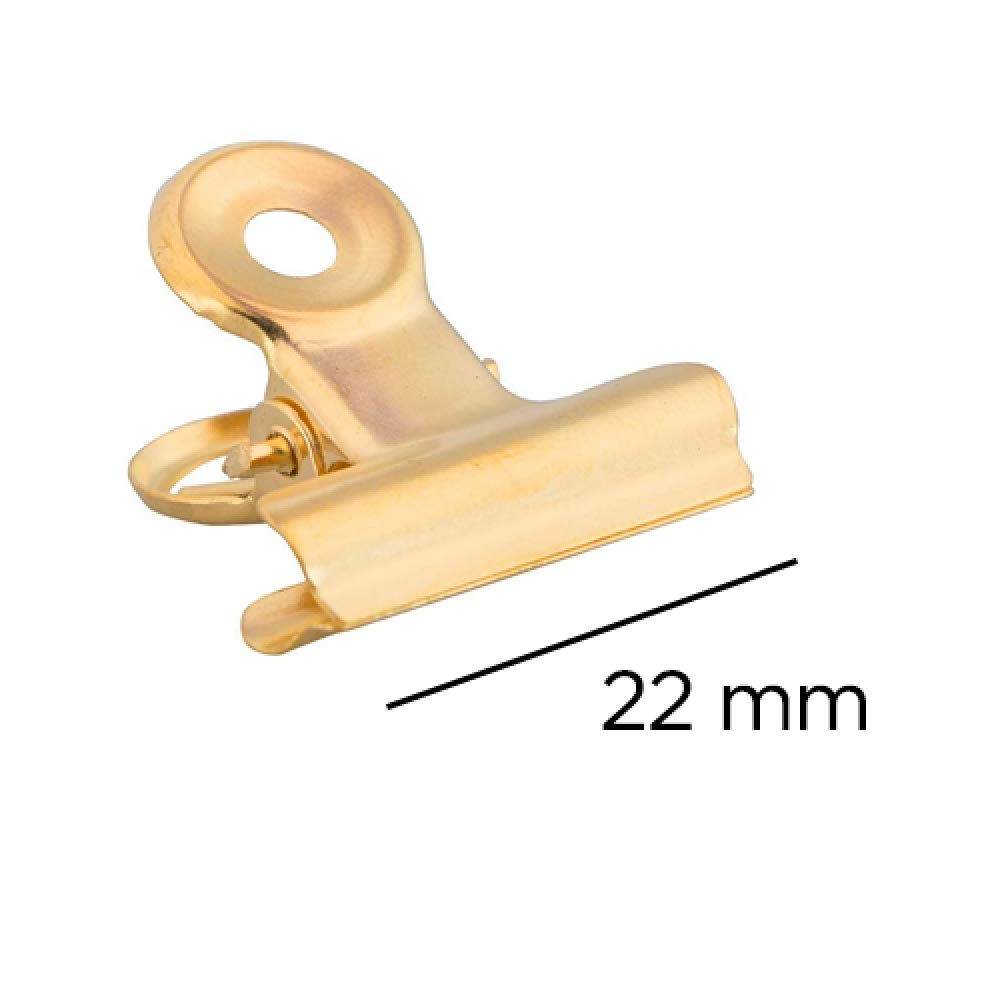 JAM PAPER Metal Bulldog Clips - Small - 22mm - Gold - 25/Pack