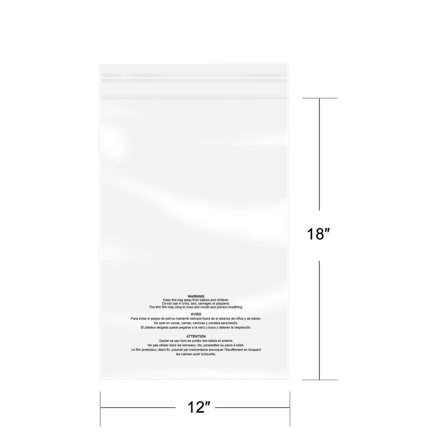 iMailer - 500 Pcs - 12" x 18" Poly Bags with Suffocation Warning Self Seal- Clear Shipping Bags 1.6 Mil for Clothing, Shirts, Packaging - Permanent Adhesive