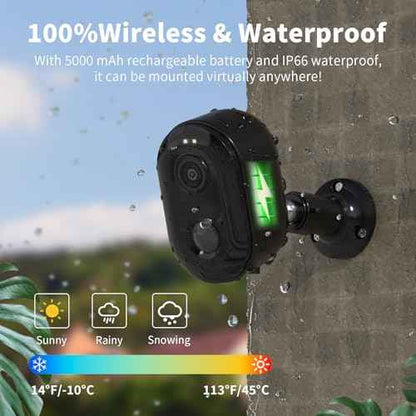 Security Cameras Wireless Outdoor, Battery Powered 2k WiFi Cameras for Home Security, Spotlight Color Night Vision, AI Motion Detection, Siren, Weatherproof, 2-Way Talk, Playback, SD/Cloud Storage