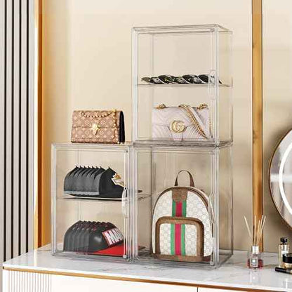 Clear Purse Organizer for Closet 1 Pack Clear Handbag Storage Organizer, Stackable Acrylic Display Case with Adjustable Divider for Purse, Handbag, Backpack, Wallet, Collectibles, XXX-Large