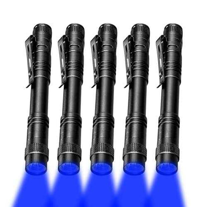 Blue Light Penlight Flashlight, Single Mode Blue Light LED Torch for Night Hiking, Hunting and Observing, 5-Pack