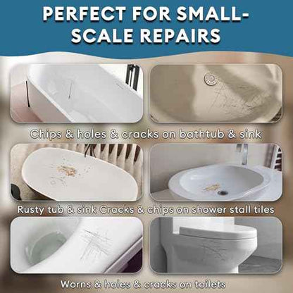 Tub and Tile Paint High-Gloss, Quadence White Touch Up Porcelain Paint Repairs Scratches, Dents, Cracks and Spots on Tile, Porcelain, Acrylic, Enamel, Cast Iron, Bathtub, Sinks and Toilets, 1.23 Fl Oz