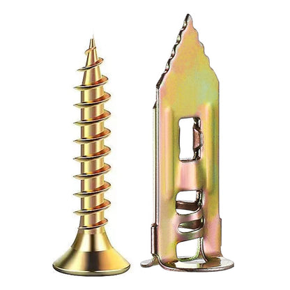 Wensilon #8 300pcs self-Drilling Drywall Anchors Galvanized Yellow - no Drilling or Wall Drilling 150 Anchors + 150 Screws