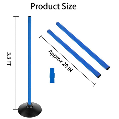ASENVER Blue Soccer Agility Poles Set Detachable Sports Trainning Speed Pole Slalom Poles with Rubber Base Sport Traning Equipment (3.3 FT, Pack of 6)