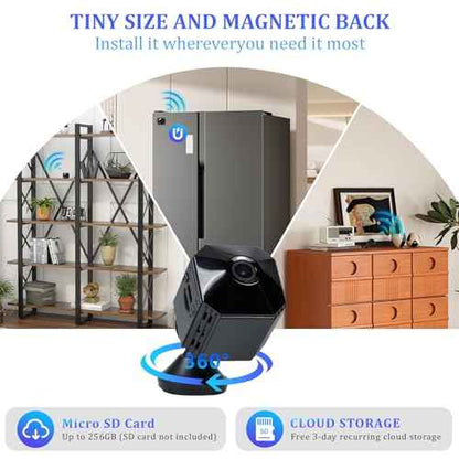 4K Camera - HD Nanny Cam for Indoor, Office, Pet - Mini Camera with App, HD Night Vision, Motion Detection Alert, Cloud & SD Storage