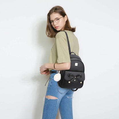 I IHAYNER Girls Bowknot 3-Pieces Fahsion Leather Backpack Backpack Purse for Women Rucksack for Ladies Shoulder Bag Bright Blue