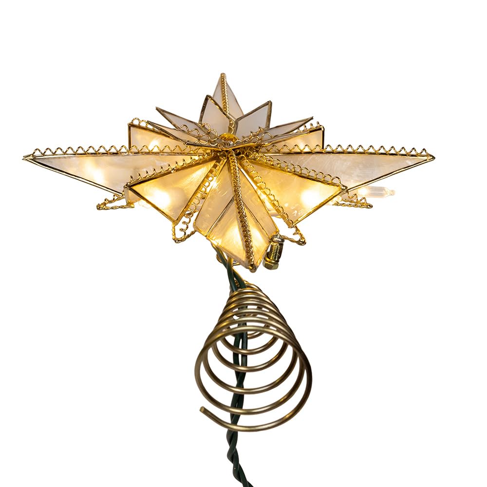 Kurt Adler 10.5" 10 Lights LED Capiz Bethlehem Star Treetop.