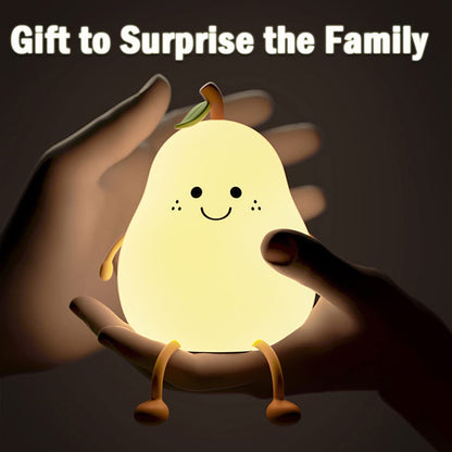 LEDHOLYT Night Light for Kids, Cute Silicone Nursery Pear Lamp for Baby and Toddler,Fruit NightLight for Boys and Girls,Squishy Night Lamp for Bedroom,Kawaii Bedside Lamp for Kids Room (Pear)