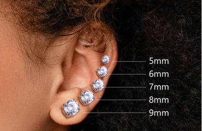 MILACOLATO 2 Pairs Stainless Steel Magnetic Stud Earrings for Men Women Non-piercing CZ Hypoallergenic 4-10mm