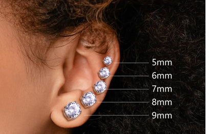 MILACOLATO 2 Pairs Stainless Steel Magnetic Stud Earrings for Men Women Non-piercing CZ Hypoallergenic 4-10mm