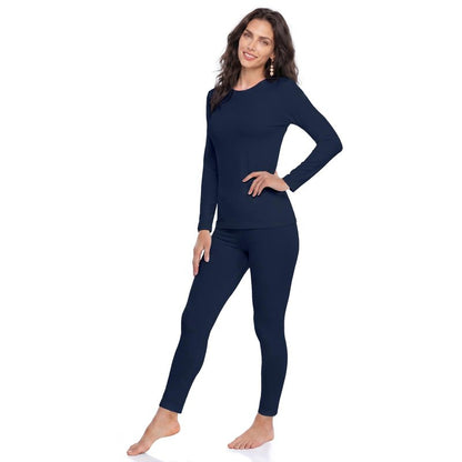 WEERTI Thermal Underwear for Women Long Johns with Fleece Lined Base Layer Women Cold Weather Top Bottom-Navy XL