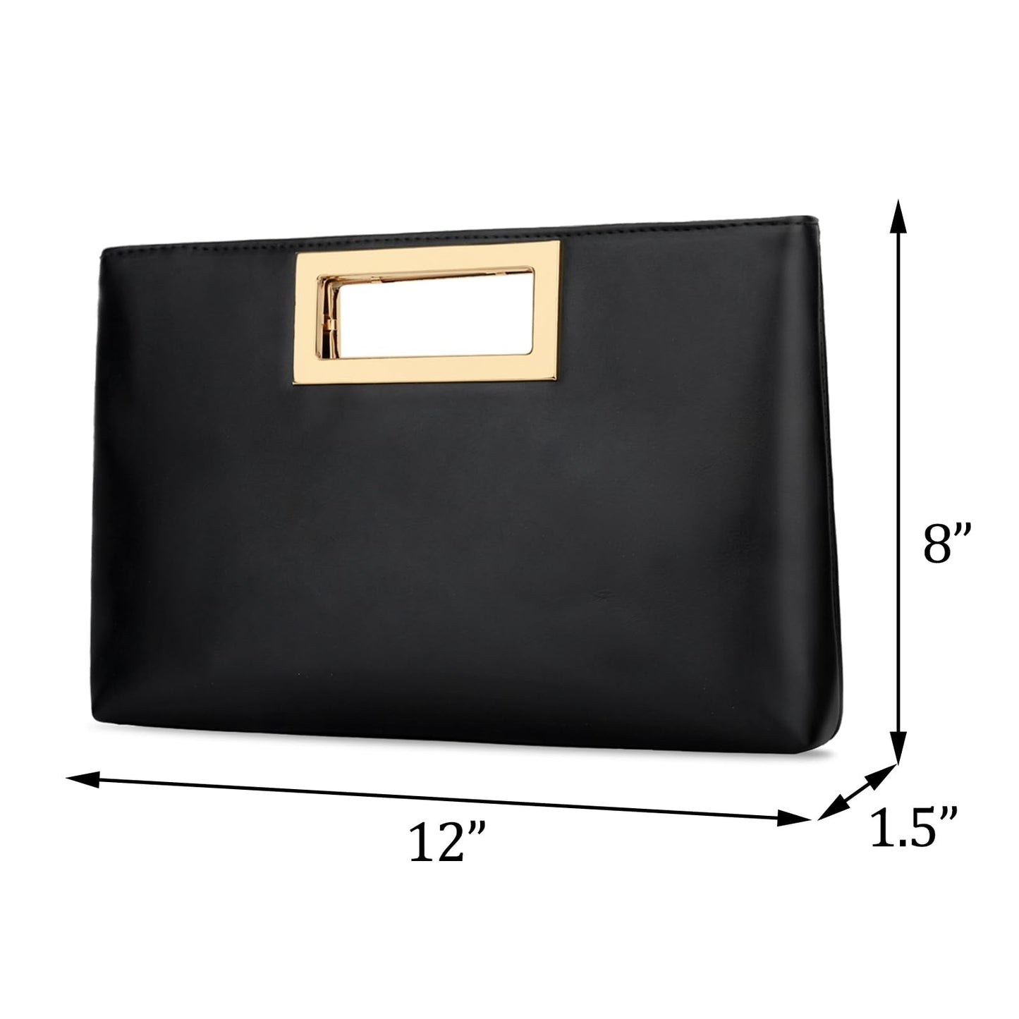 KKXIU Clutch Purse for Women Vegan Leather Evening Bag Formal Handbag for Wedding Party Prom Bridal (Black)