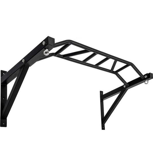 BESTHLS Wall Mounted Pull Up Bar Multi-Grip Chin Up Bar Strength Training Pull-up Bars with Hanger Rings for Punching Bags, Power Ropes for Home Gym