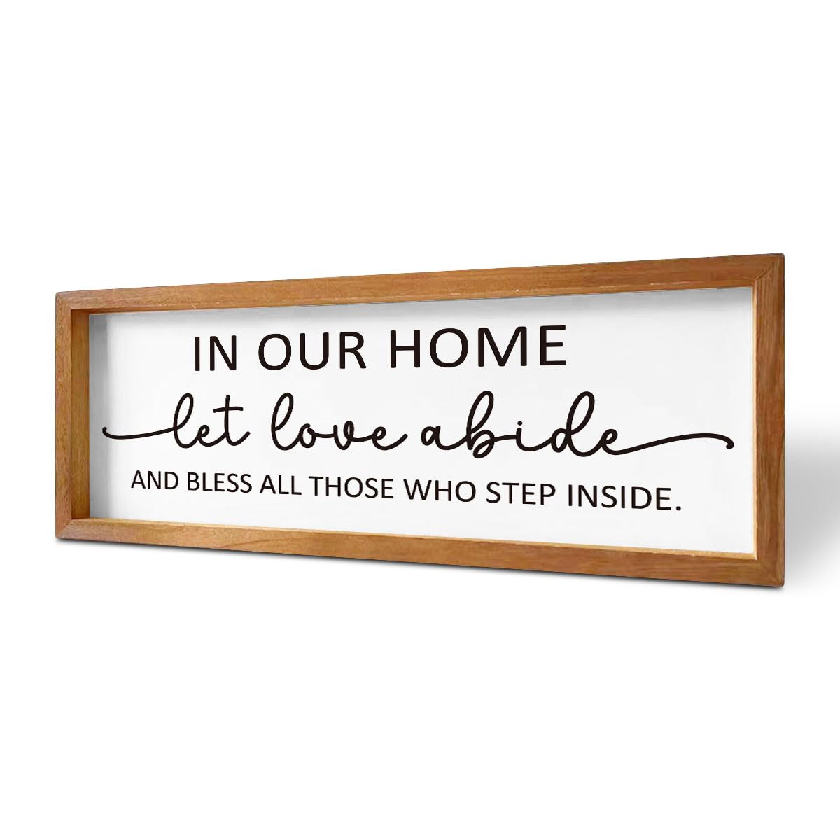 let love Abide Wood Picture Frame Rectangular Wall Decor for Warm Home Love and Blessings Entryway Decorations Housewarming Gifts Rustic Solid Wooden Sign for Tabletop or Hanging Display