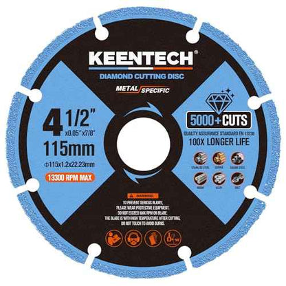 KEENTECH 4 1/2 x 7/8 Inch Diamond Cut Off Wheel for Metal Cutting, Compatible with Angle Grinder