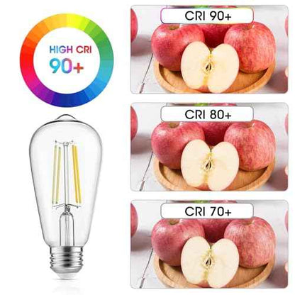 LED Edison Light Bulbs, 60W Equivalent Incandescent Edison Bulbs, Efficient 6W ST58, E26 Medium Base, Dimmable, 750 Lumens, 4000K, Cool White, 90+ CRI, Clear - 24 Count (Pack of 1)