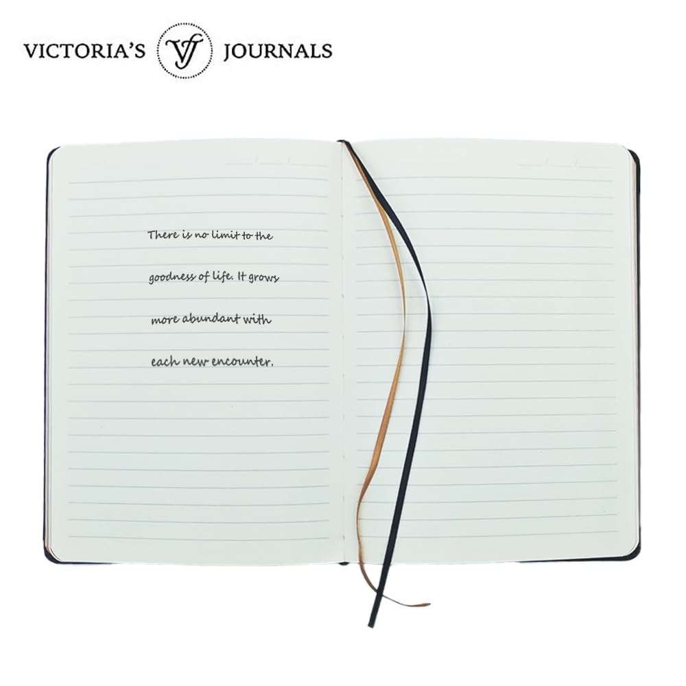 VICTORIA'S JOURNALS Leatherette Vintage Journal Hard Cover Lined Notebook Old Looking Travel Diary Black, 5.7'' x 8.1''