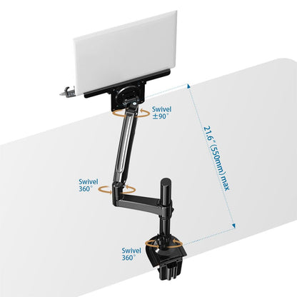 NB North Bayou Laptop Mount with Adjustable Tray for 10-17” Notebook, Full Motion Arm with VESA Plate for 17-30” Monitor (Within 4.4~19.8lbs),Clamp-on Grommet Mounting H100-FP