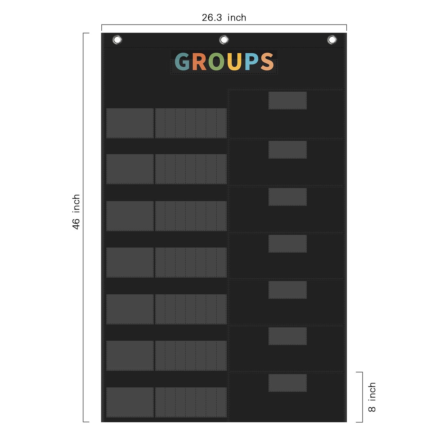REGELETO Boho Small Group Management Pocket Chart with 114 Cards, Large Size 46 x 26.3 inch Classroom Small Group Organizer for School Teacher Homeschool Learning Supplies (Black)
