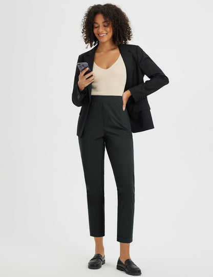 baleaf Womens Work Pants Petite Travel Stretchy Dress Business Casual Slacks Golf Airport Clothing Summer Black L