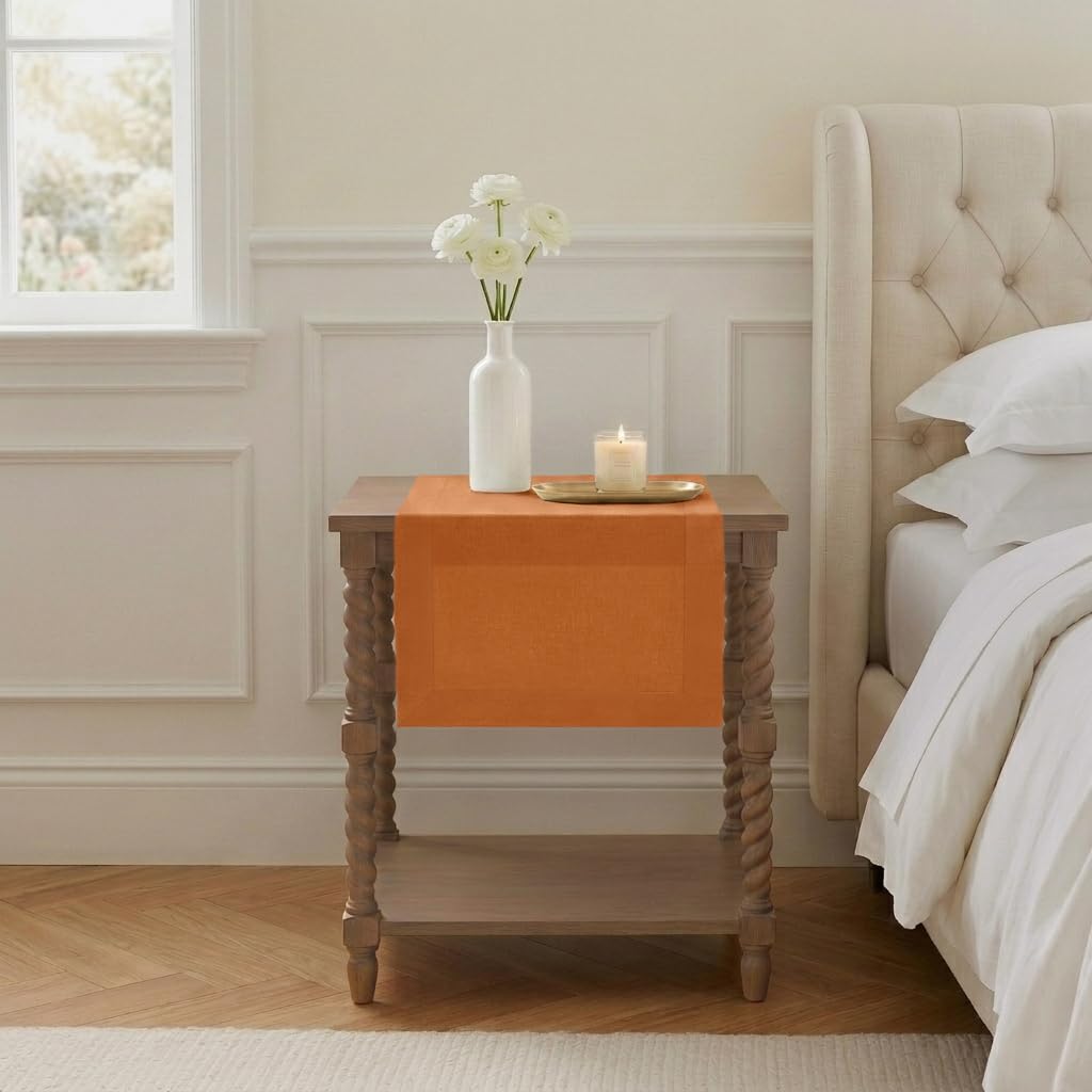 Classic Linen™ by D'Moksha Rust Table Runner 48 Inches, 100% Pure Linen, Coffee Table Runner, 14 x 48 Inch for Dresser Tables- Summer, Father's Day