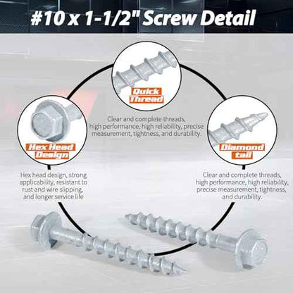 SD Connector Screws, #10 x 1-1/2" Heavy?Duty Joist Hanger Screws, 1/4" Hex Head Wood Screws, 0.380" Dia Deck Screw, 16D Nails Replacement Screw, Mech Galvanized Wear & Deformation Resistant (500?Qty)